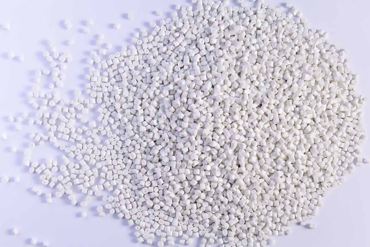 Plastic resin on a white background.
