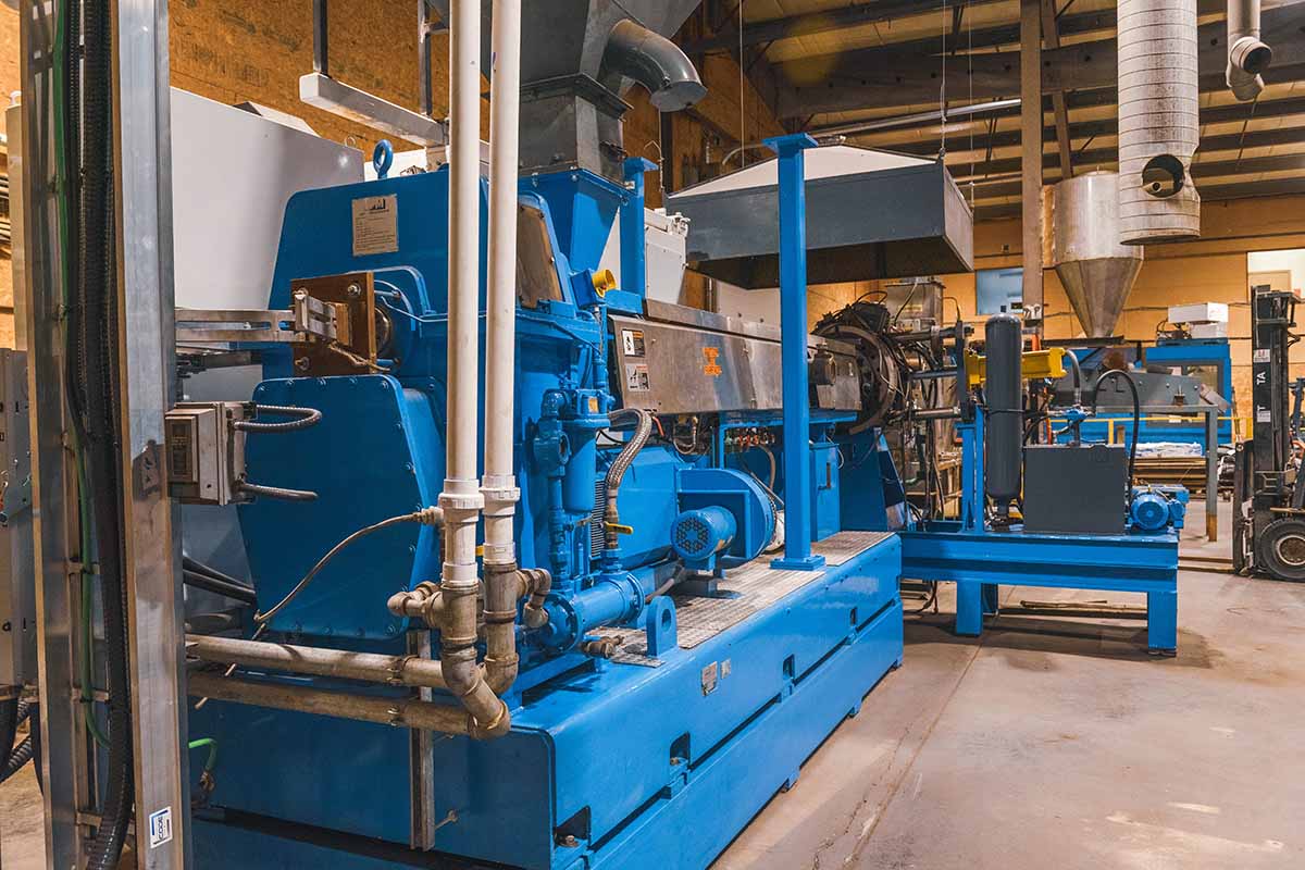 Extruder inside the KC Recycling facility.