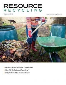 Cover of Resource Recycling Sept. 2018 magazine.