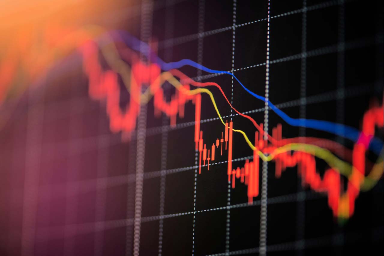Graph depicting down market trends.